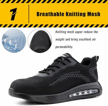 Робочі черевики Hitmars Unisex з автоматичним замиканням, розмір 36-46 (сірий, 46 EU)