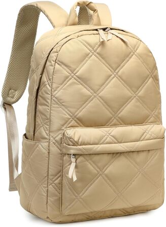 Шкільний рюкзак LOIDOU для дівчаток та хлопчиків підліткового віку. Легкий, водонепроникний, для школи, коледжу, роботи. Колір: коричнево-білий в клітинку (стьобаний хакі)