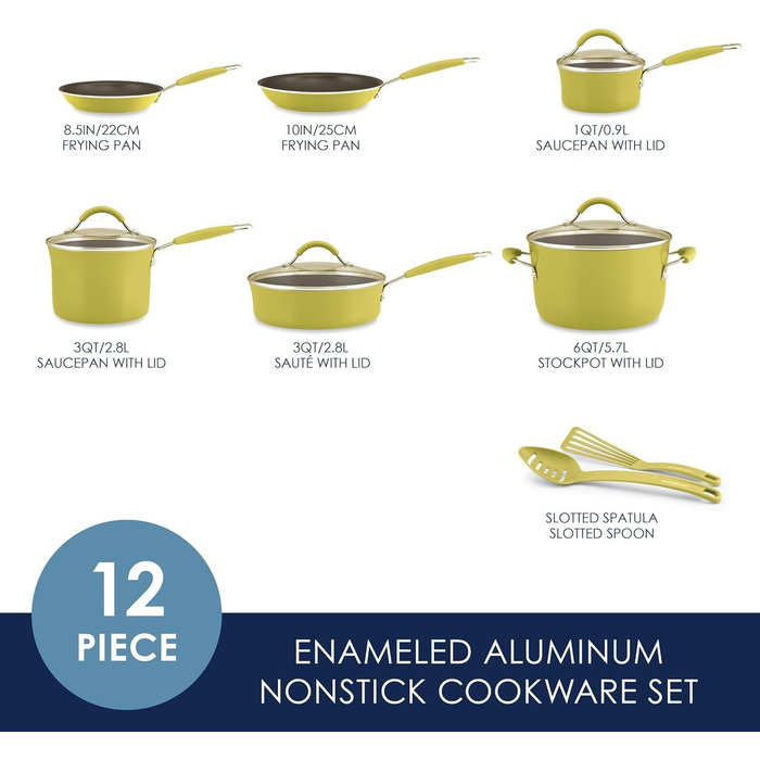 Набір посуду Rachael Ray Cucina Nonstick, 12 предметів, лавандовий (лайм)