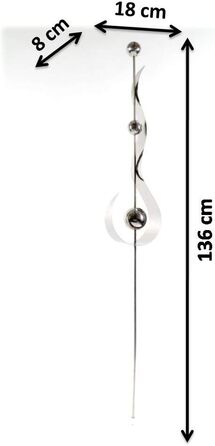 Kobolo Garden Stakes Drops, 160 cm, Silver, decorative stainless steel stake, weather-resistant & stable, stylish garden decoration for terrace, balcony & front yard