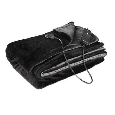 Електрична ковдра Navaris XXL з автовимкненням - тепла ковдра 180x130 см, чорно-сіра, пральна, 180х130 см