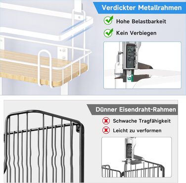 Настінна кріплення для прасувальної дошки з кошиком для зберігання та гачками (білий)