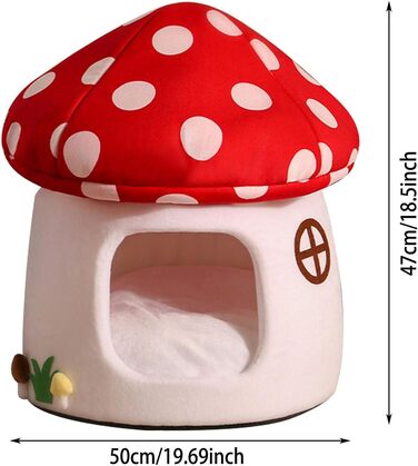 Кігтечка-ліжко для котів Pilz з знімним подушкою, м'яка та тепла, когтеточка-печеринка, для котів та маленьких собак (50x47см, Червоний)