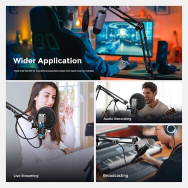 Тримач для мікрофону Neewer NW-35: регульований підвіс-кріплення для мікрофону, сумісний з Yeti, Quadcast та іншими