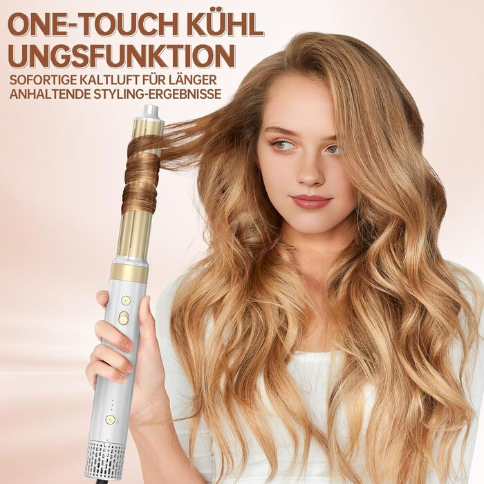 Webeauty Airstyler 7-в-1: фен-щітка, плойка, випрямляч, 110000 об/хв, 25 м/с, 500 млн негативних іонів, білий