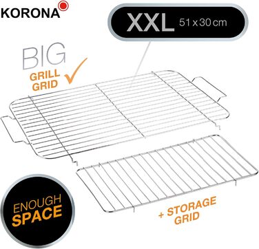 Електричний гриль Korona 46221 з XXL-решіткою 51x30 см, 2200 Вт, вітрозахист, терморегулятор, настільний