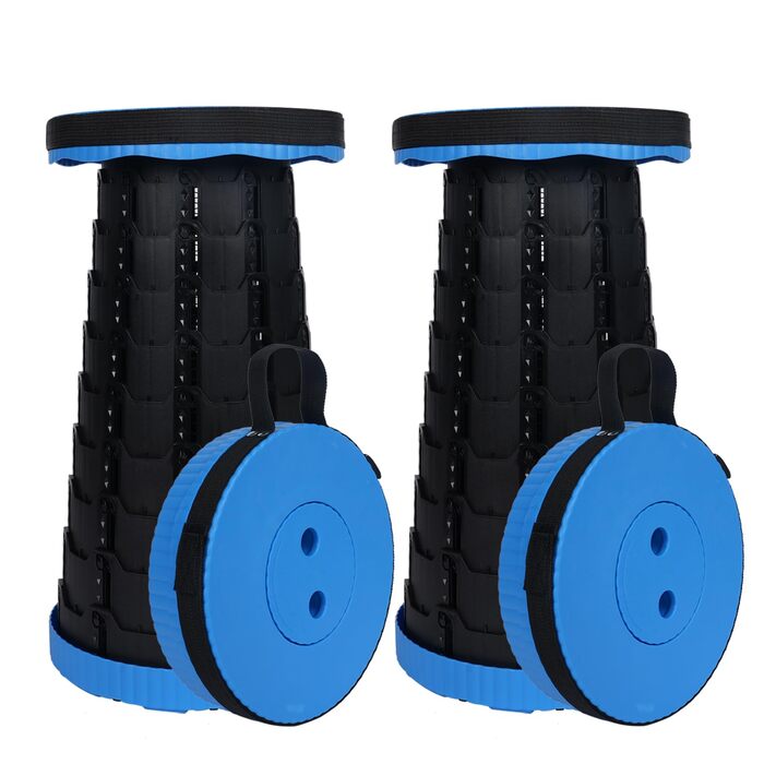 Крісло-телескоп для кемпінгу, регульована висота 6-45 см, вантажопідйомність 181 кг, портативне з ремінцем для перенесення (Блакитний, 2 шт.)