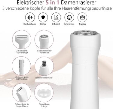 Електричний жіночий триммер 5-в-1 для бікіні, обличчя, ніг та під пахвами. Бездротовий, вологостійкий, з USB-зарядкою