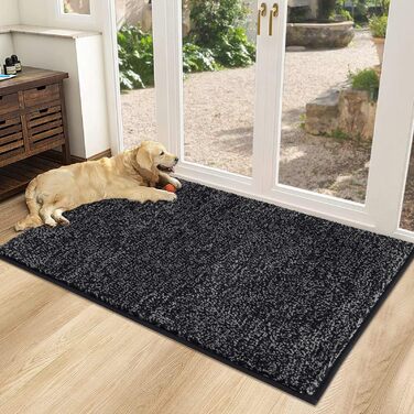 Килимок для дому та ванної кімнати SHACOS, 80x120 см, чорно-сірий, швидковисихаючий, з антиковзаючою основою