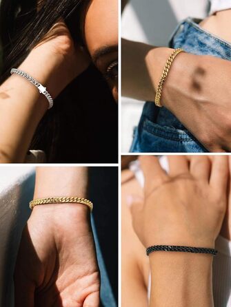 Чоловічий браслет-ланцюжок Miami Bestyle з нержавіючої сталі, 5/7/9/12.5 мм, 19/21/23 см, з подарунковою коробкою