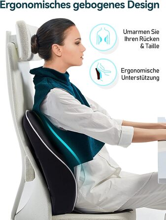 Подушка для спини Ergonomisches RückenKissen Travel Ease з Memory Foam - для офісного та комп'ютерного крісла, чорна