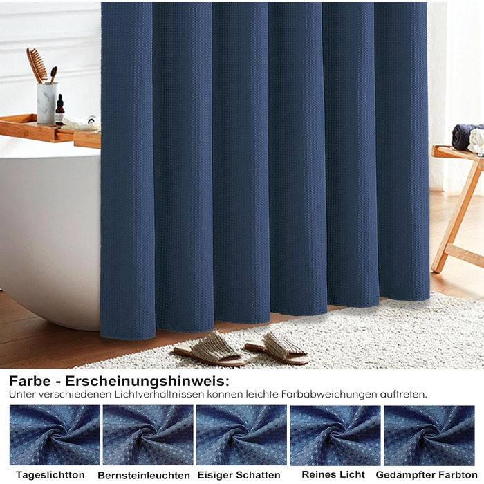 Шторка для душу BTTN, вафельна тканина, 180x200 см, антигрибкова, важка, водонепроникна, з 12 гачками, зелена, преміум-якість