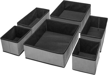 Puricon 13-Piece Storage Box Set Fabric Drawer Organizers/Organization System for Clothes Foldable Storage Boxes Set Boxes for Closet Bedroom - (6 Pieces, Grey)