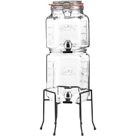 Скляний диспенсер для напоїв Kilner, 5,2 л, з підставкою, прозорий, 22,7x19,6x40 см