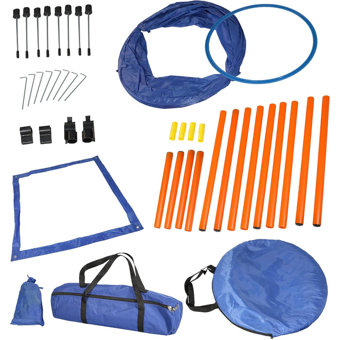 Набір для аджиліті для собак маленьких та середніх порід | Набір для дресирування собак з бар'єрами, тунелем та кільцем для стрибків | Початковий набір для собачого спорту