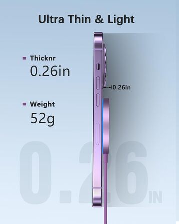 Бездротовий зарядний пристрій для iPhone, AirPods: LED-зарядка з двома портами (фіолетовий)