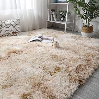 М'який килим QUINZI 160x230 см, високий ворс, сучасний, пухнастий, для спальні, вітальні, дитячої кімнати, з антиковзаючим покриттям (Хакі)