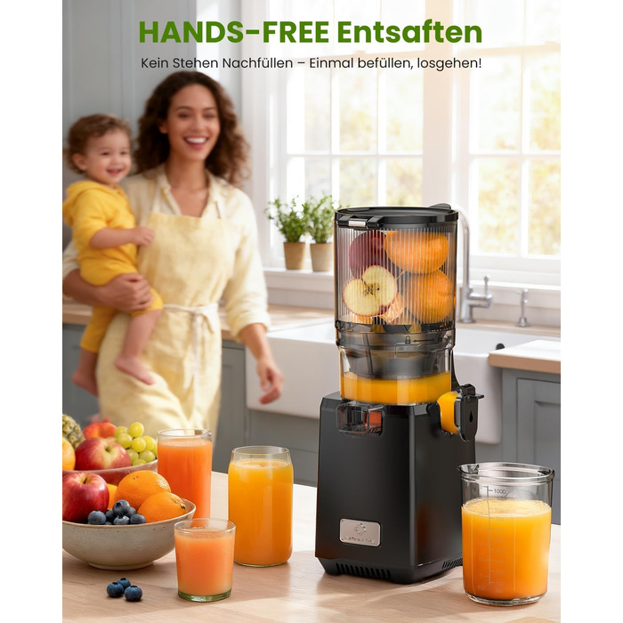 Шнекова соковижималка LINKChef Slow Juicer, 250Вт, для цілих овочів та фруктів, широкий отвір 130мм, чаша 1.8л, з функцією реверсу, без BPA