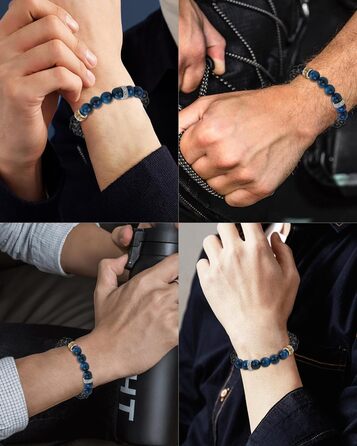 Браслет на руку VGWON для чоловіків з перлами - подарунок на день народження, Новий рік, для підлітків та чоловіків (UVG-BM104S)