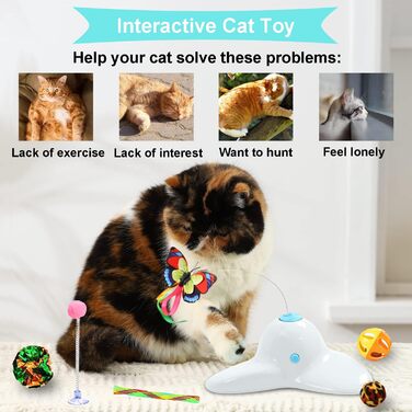 18 PCS Interactive Automatic Butterfly Cat Toy with Kitten Play Balls for House Cats Adults - 18 Pack Gift