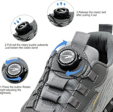 Робочі черевики з металевим носком для чоловіків та жінок, сірі, розмір 43 EU, дихаючі, з поворотним затвором, захисне взуття