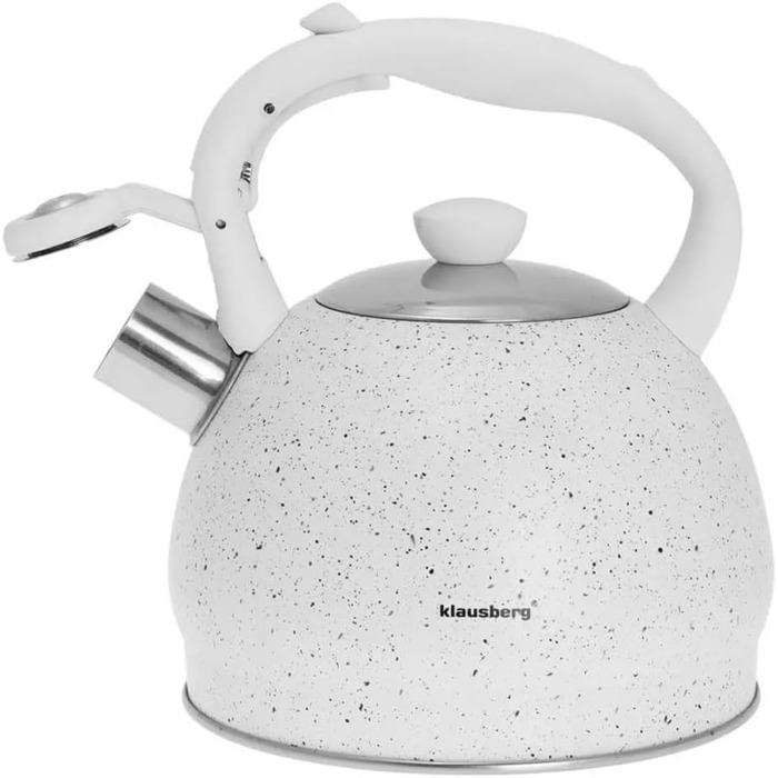 Чайник з нержавіючої сталі Klausberg з свистком, 2 літри, KB-7320 (білий)