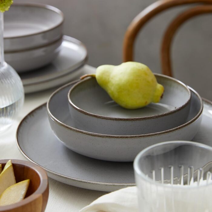 Сервіз посуду Kutahya Porselen 12-ти частинний на 4 особи – Сучасний порцеляновий сервіз Pearl Grey (18 частин)