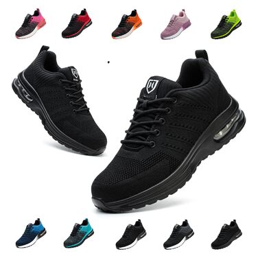 Легкі робочі черевики для чоловіків та жінок. Безпечні, спортивні, з металевим носком. Дихаючі робочі черевики, чорного кольору, розмір 42 EU.