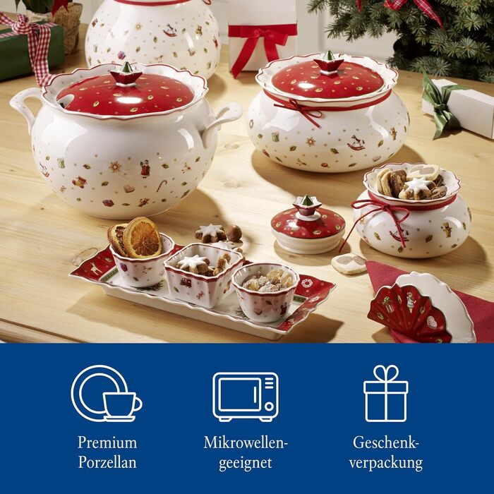Набір для соусів Villeroy & Boch Toy's Delight, 4 предмети, порцеляна, новорічний декор, сервірувальна тарілка з мисочками