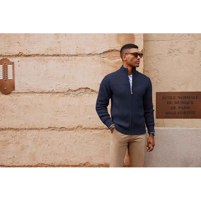 Кардиган чоловічий PJ PAUL JONES з блискавкою та стійким коміром, колір: темно-синій, розмір M