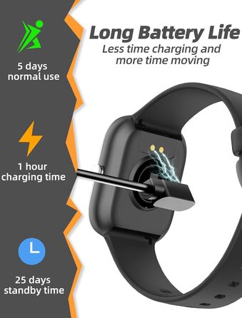 Дитячий розумний годинник Kinder Smartwatch для хлопчиків та дівчаток. Водонепроникний фітнес-трекер IP68, моніторинг серцевого ритму та сну, 19 спортивних режимів, крокомір, будильник. Подарунок для дітей від 5 років. Чорний колір.