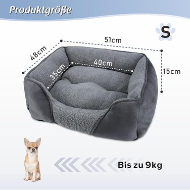 FURTIME Dog Bed for Medium and Large Dogs, Washable Fluffy Dog Basket, Non-Slip Dog Cushion, Anti-Anxiety, 76x61x23cm (S(51x48x15cm))