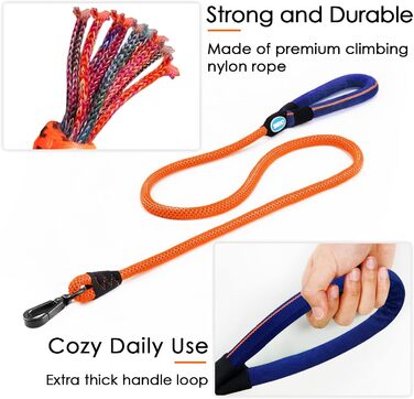 Шлейка для собак ThinkPet No-Pull, дихаюча, для малих, середніх та великих собак, регульована, м'яка, для прогулянок, безпечна, з контролем, з підкладкою, світловідбиваюча (Помаранчевий колір, 150 см повідком, XL, 1 шт.)