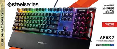 SteelSeries Apex 7 - Механічна ігрова клавіатура з OLED дисплеєм - Червоні перемикачі - Розкладка DE (QWERTZ)