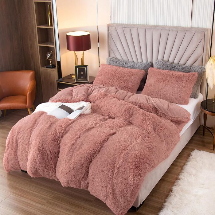 Комплект постільної білизни EMME з м'якого біру, 135x200 см + 80x80 см, білий/рожевий