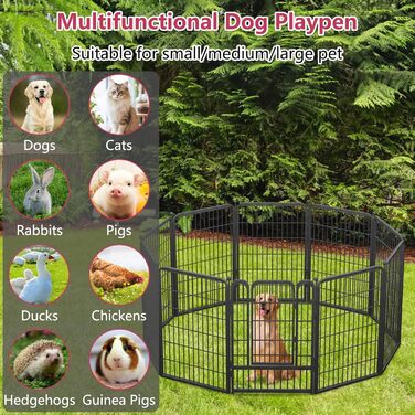 Вольєр для собак на вулицю, металевий загін для собак середніх та маленьких порід, 22 панелі, 101,6 x 68,6 см