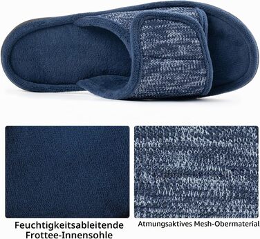 Чоловічі капці-шльопанці RockDove з ефектом пам'яті (Memory Foam), регульований ремінець, протиковзка підошва для дому та вулиці, сині, розмір 46/47 EU