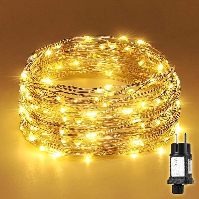 LED гірлянда SALCAR, 1000 світлодіодів, 20 м, мідний дріт, 8 режимів, вологостійка, тепле світло, для декору кімнати, дерева, саду, вечірки, весілля