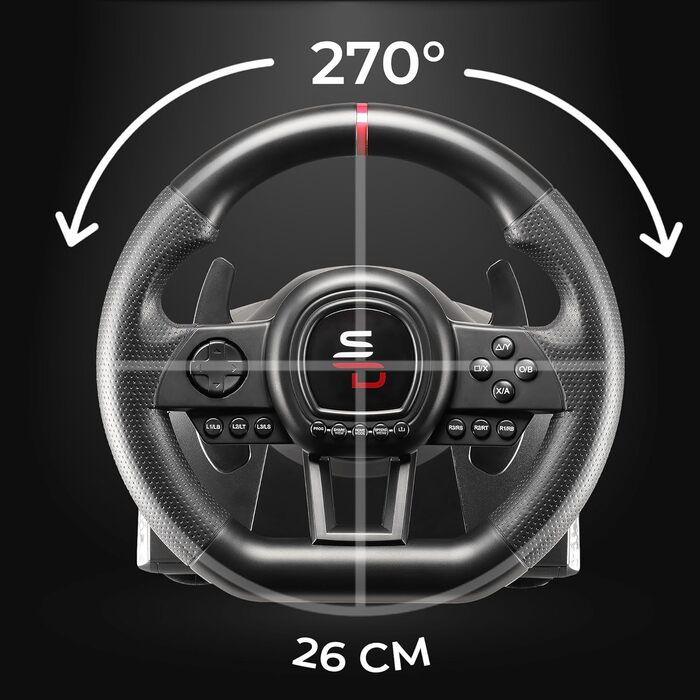 Superdrive SV650 Racing Wheel: Руль для гонок з педалями та перемиканням передач - сумісний з Xbox Series X/S, Switch, PS4, Xbox One, PC, PS3 (програмований)
