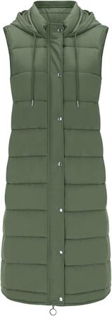 Жіноча стьобана жилетка Longweste з капюшоном, тепла зимова жилетка, м'який верх, зелений колір
