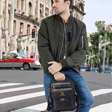 Чоловіча сумка через плече, кросбоді, месенджер з шкіри, чорна