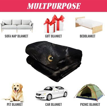 YISUMEI Blanket 150x200 cm Cozy Blanket Soft Flannel Soft Fleece Blanket Bedspread Black Cat 150 x 200 cm