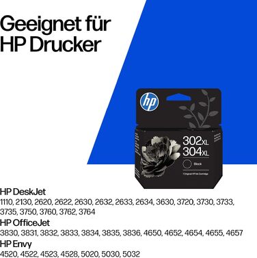 Оригінальний чорний картридж HP 302XL/304XL для принтера, підвищена ємність (нова версія)