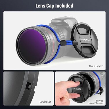 Фільтр ND2-400 (1-9 Stop) Variabler NEEWER 58mm для об'єктивів з нейтральною щільністю, з кришкою, стрічкою та серветкою
