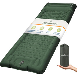 Isomatte Ultraleicht 12 см, складана з інтегрованим насосом та подушкою – килимок для кемпінгу, автомобільна матрац, повітряна матрац, зелений