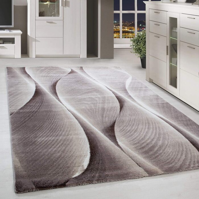 Килим для вітальні HomebyHome 120x170 см, прямокутний, чорно-сірий, короткий ворс, дизайн з дерева. Підходить для спальні, їдальні, кухні. М'який, легко миється.