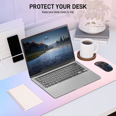 Килимок на стіл з шкіри, антиковзаючий, великий 80x40 см, багатофункціональний, для офісу та дому, лавандово-блакитний