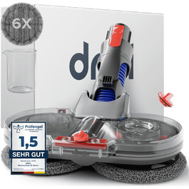 Насадка для миття підлоги Dripl для пилососів Dyson V7/V8/V10/V11/V15/Gen5, електрична, з резервуаром для води та 6 змінними миючими мопами + контейнер для рідини
