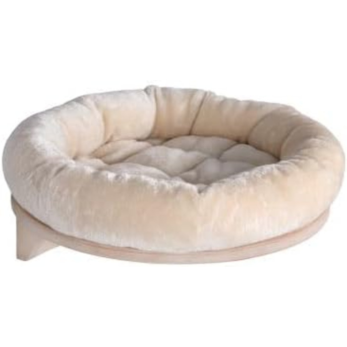 Крісло-лежанка для котів Dahlia - Кругле ліжко з м'яким бортиком та кріпленням на липучці | Крізь-стіна для котів | Діаметр 48 см (Крем)