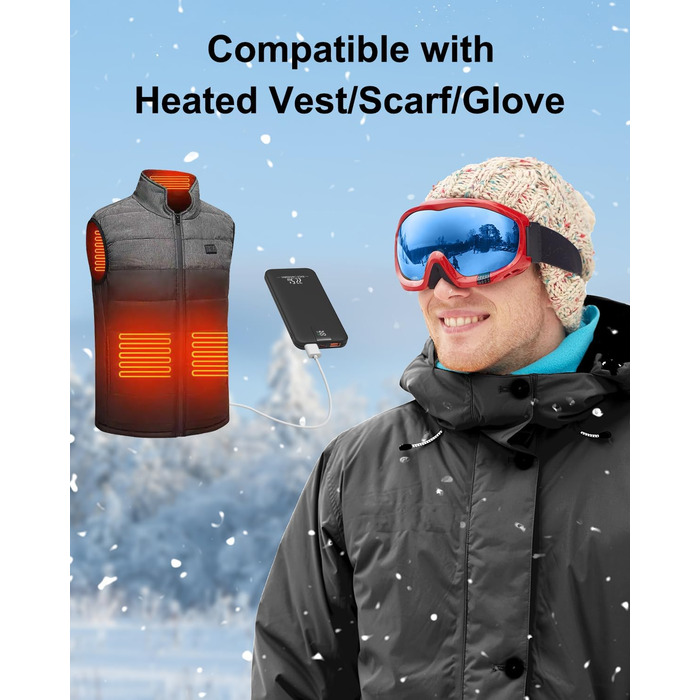 Powerbank 10000mAh 22.5W з LCD-дисплеєм: швидка зарядка, 3 виходи, 2 входи (USB-C), чорний